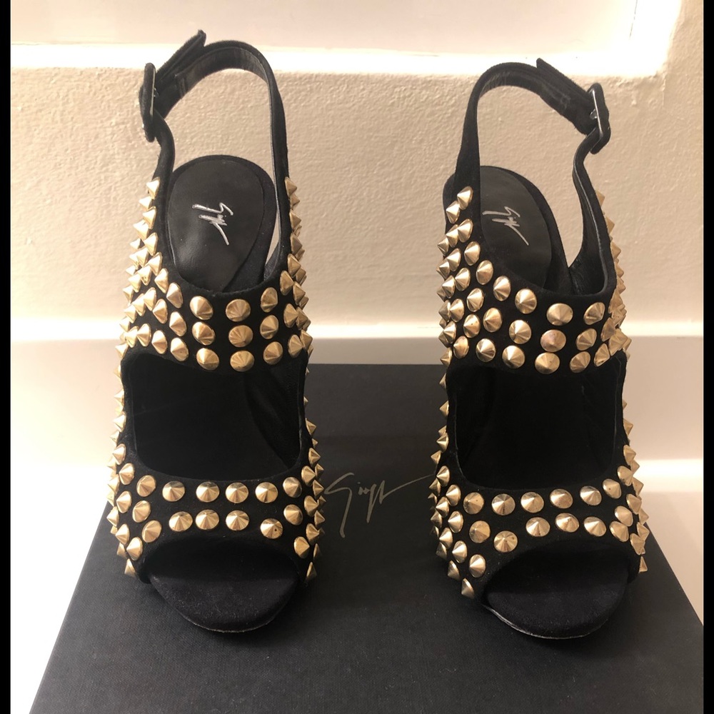 Giuseppe Zanotti black heels with gold studs
